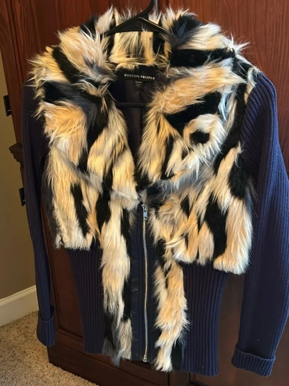 Boston Proper Fur Navy Blue Sweater XS